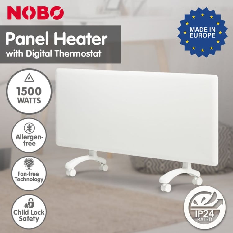 Nobo 1500W T2-NTL4S15 Electric Panel Heater with Tilt Switch Silent Operation & Allergy-Free - Refurbished image 3