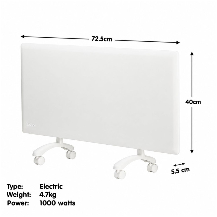 Nobo 1000W Electric Panel Heater with Timer Wall Mount and Castors - Refurbished image 4