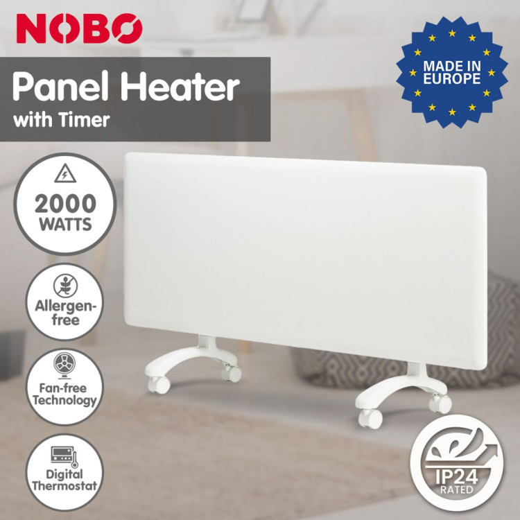 Nobo 2000W T2-NTL4T20 Electric Panel Heater with Timer Tilt Switch Silent Operation & Allergy-Free - Refurbished image 15
