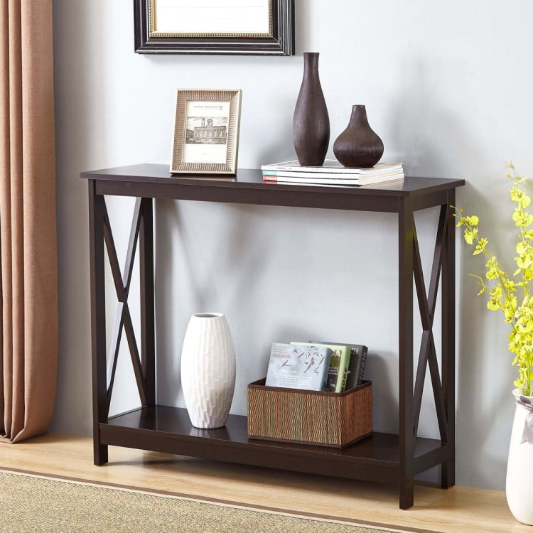 Sarantino Isla X-Frame Console Table - Espresso image 9