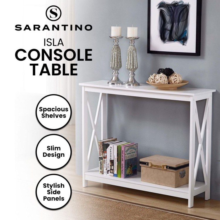 Sarantino Isla X-Frame Console Table in White image 10