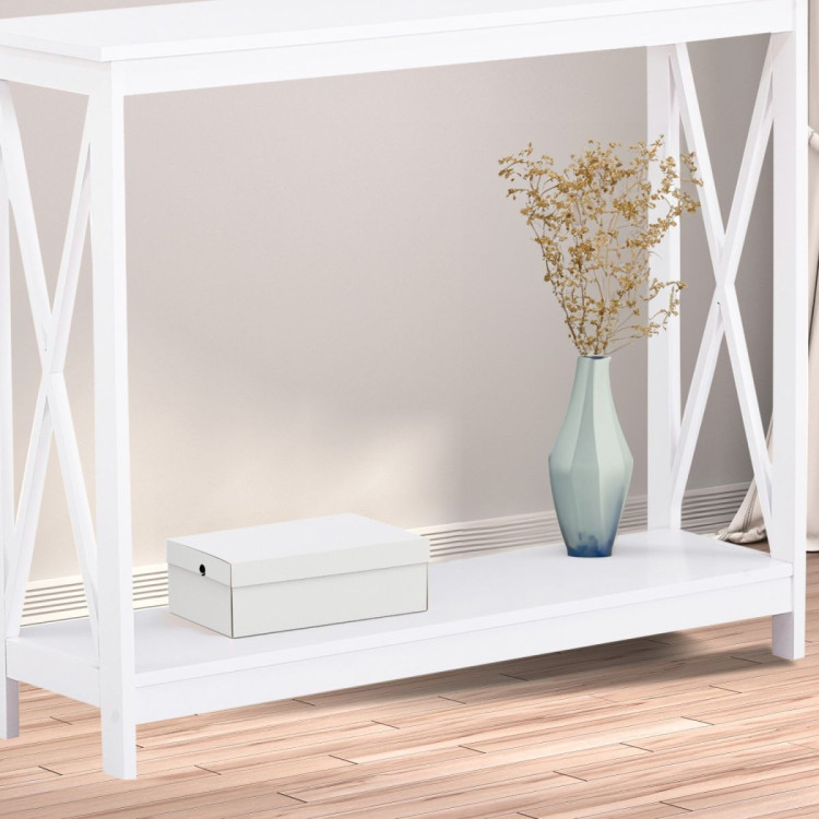 Sarantino Isla X-Frame Console Table in White image 5