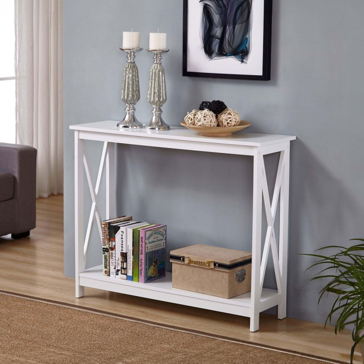 Sarantino Isla X-Frame Console Table in White image 9