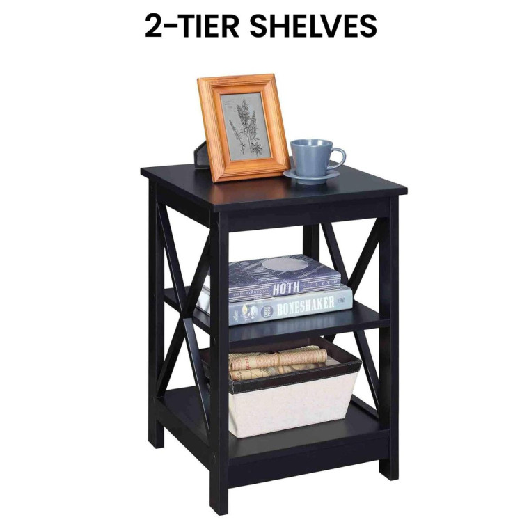 Sarantino Orson 2-Tier Bedside Table - Black image 8