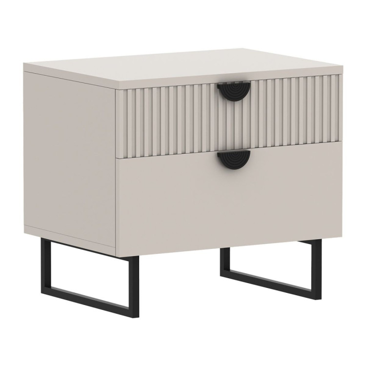 Sarantino Tessa Fluted 2-Drawer Bedside Table - Taupe