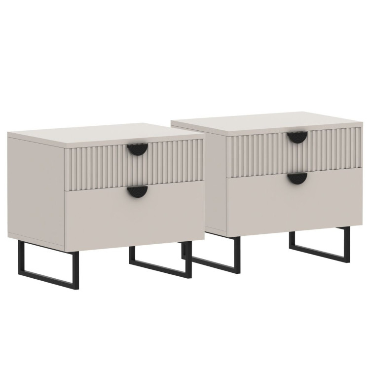 Sarantino Tessa Fluted 2-Drawer Bedside Table - Taupe image 11