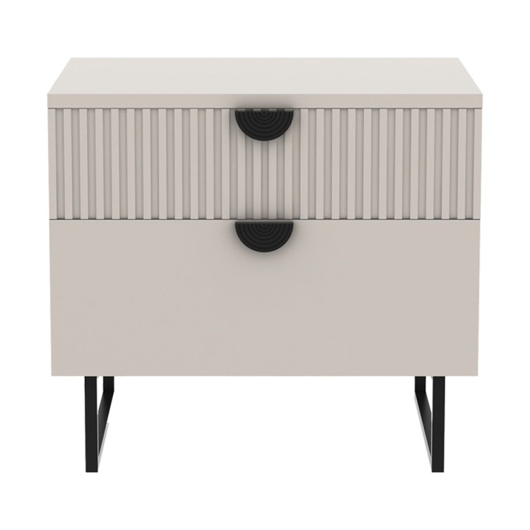 Sarantino Tessa Fluted 2-Drawer Bedside Table - Taupe image 3