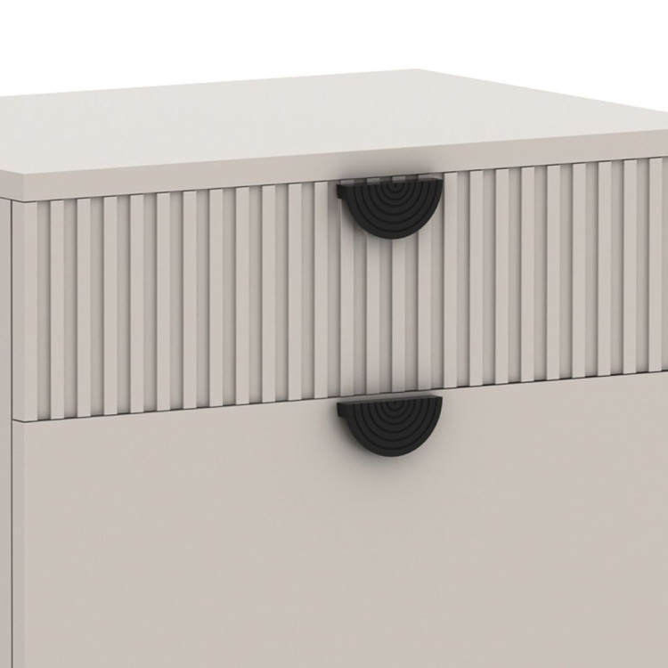 Sarantino Tessa Fluted 2-Drawer Bedside Table - Taupe image 5