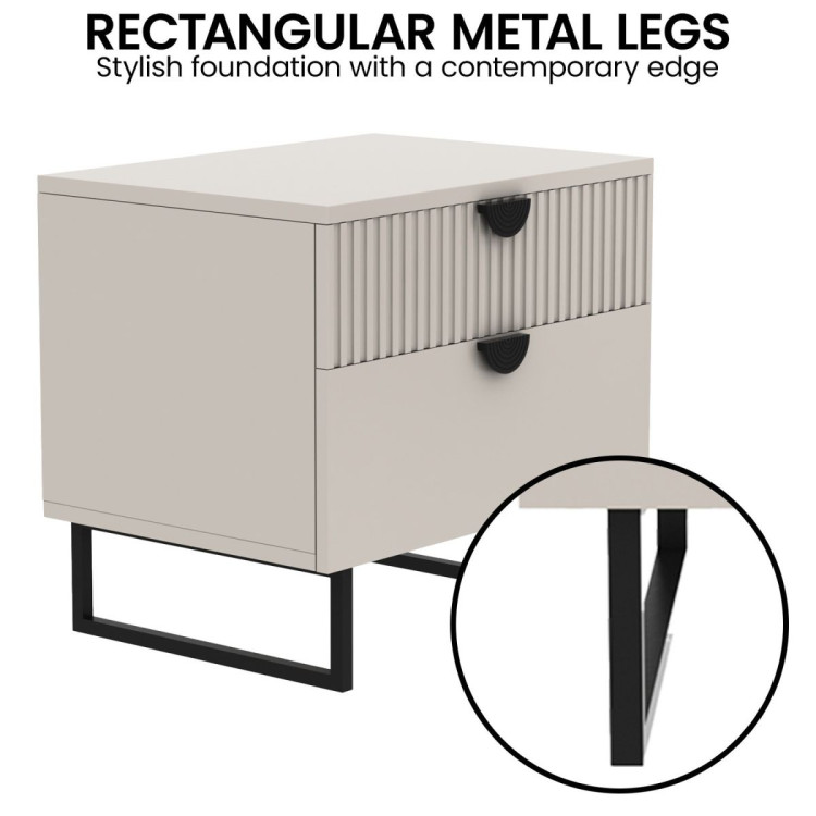 Sarantino Tessa Fluted 2-Drawer Bedside Table - Taupe image 9