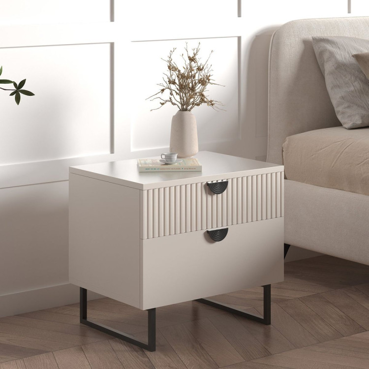 Sarantino Tessa Fluted 2-Drawer Bedside Table - Taupe image 10