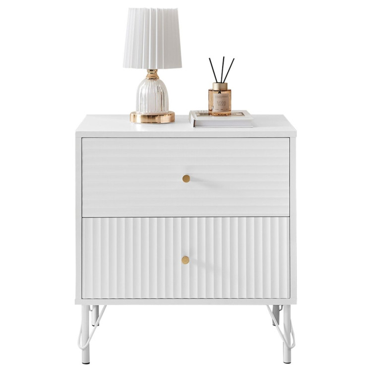 Sarantino Diego Bedside Table Night Stand with 2 Drawers - White image 3