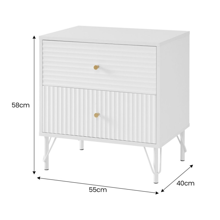 Sarantino Diego Bedside Table Night Stand with 2 Drawers - White image 4