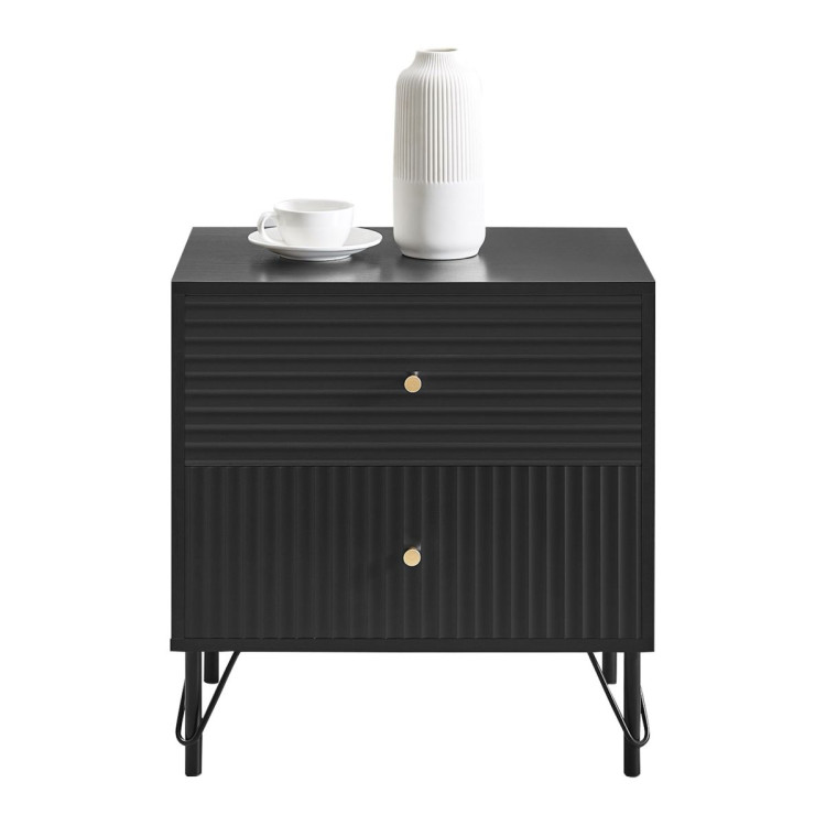 Sarantino Diego Bedside Table Night Stand with 2 Drawers - Black image 3