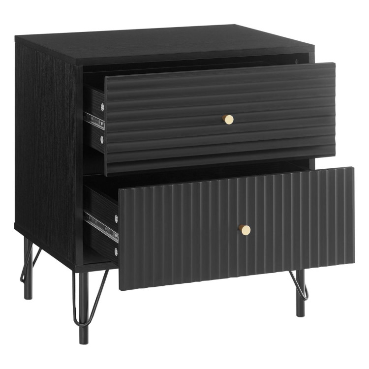 Sarantino Diego Bedside Table Night Stand with 2 Drawers - Black image 5