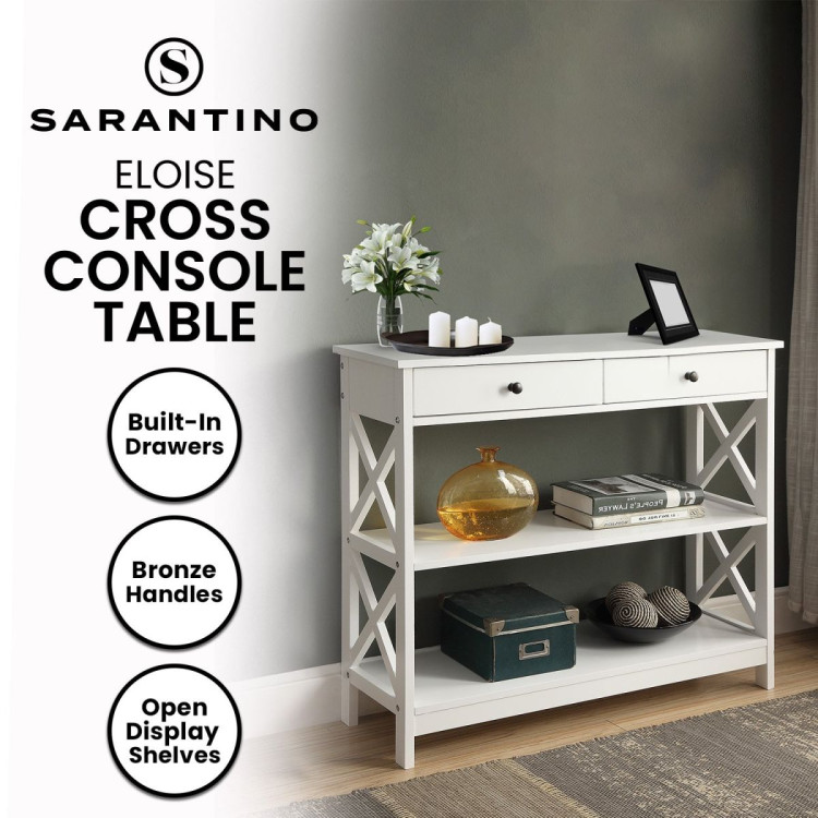 Sarantino Eloise Cross Console Table - White image 11