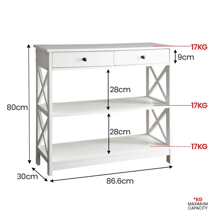 Sarantino Eloise Cross Console Table - White image 4