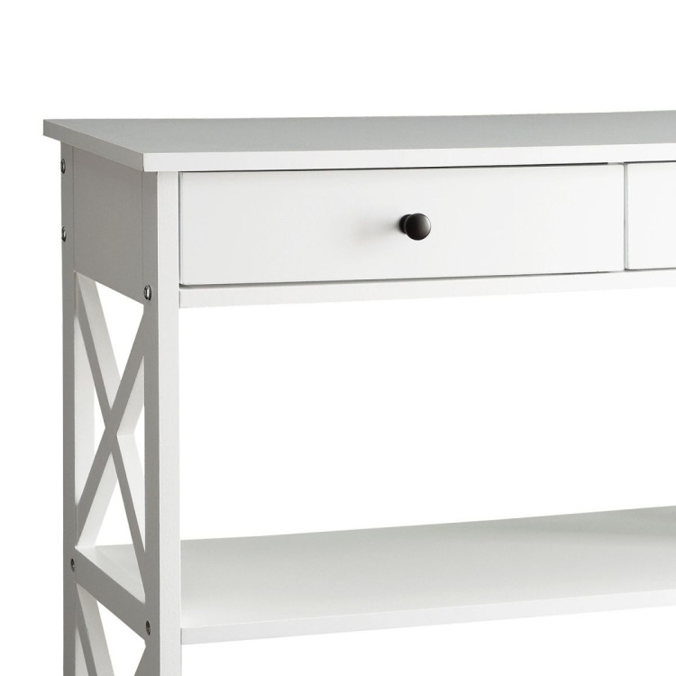 Sarantino Eloise Cross Console Table - White image 5