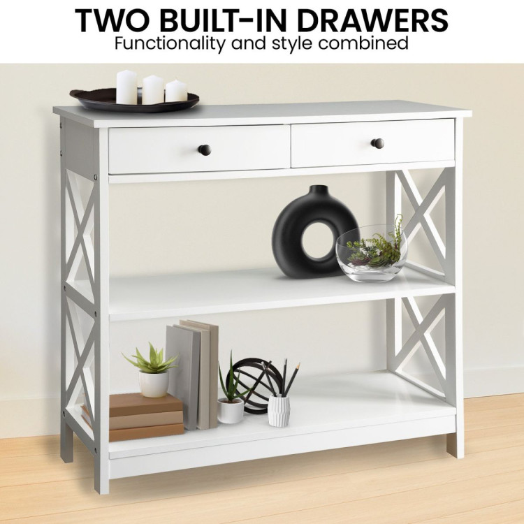 Sarantino Eloise Cross Console Table - White image 7