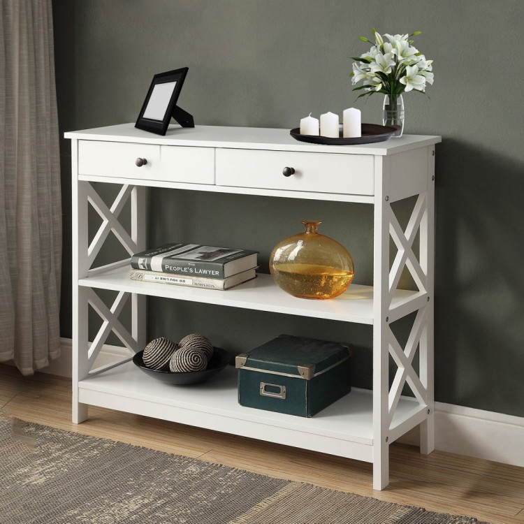 Sarantino Eloise Cross Console Table - White image 10