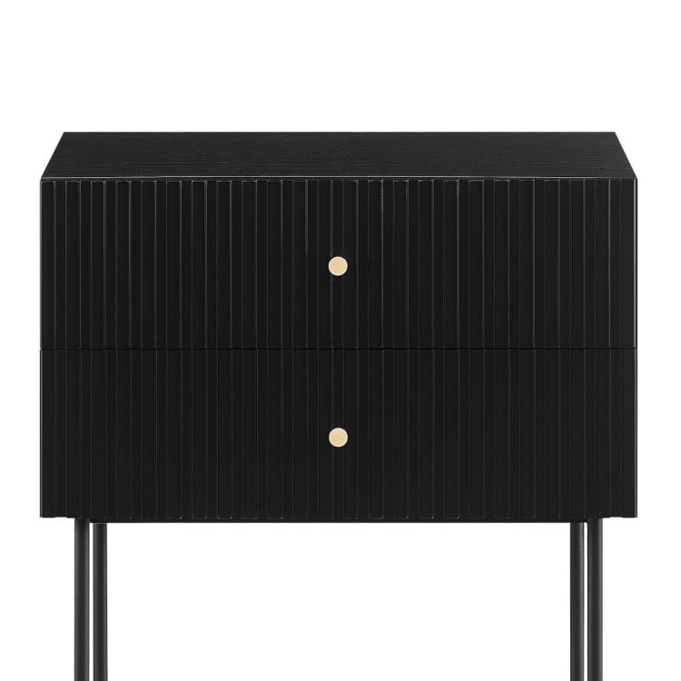 Sarantino Arden Fluted 2-Drawer Bedside Table Night Stand - Black image 5