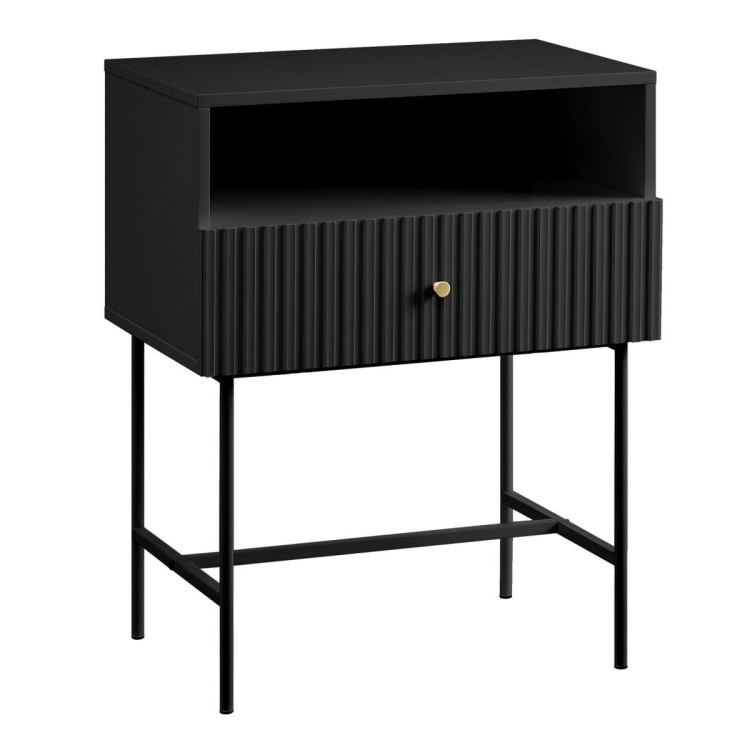 Sarantino Cecil Slender Fluted Bedside Table - Black