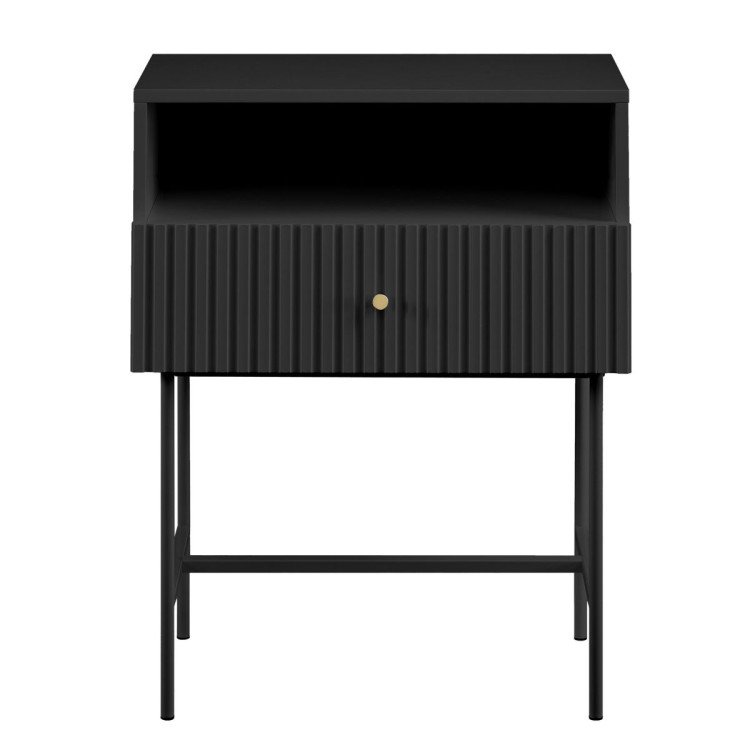 Sarantino Cecil Slender Fluted Bedside Table - Black image 3