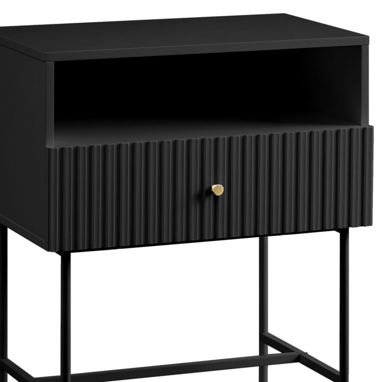 Sarantino Cecil Slender Fluted Bedside Table - Black image 6