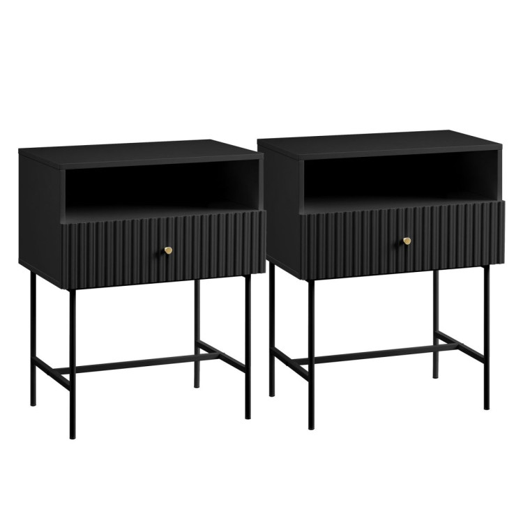 Sarantino Cecil Slender Fluted Bedside Table - Black image 11