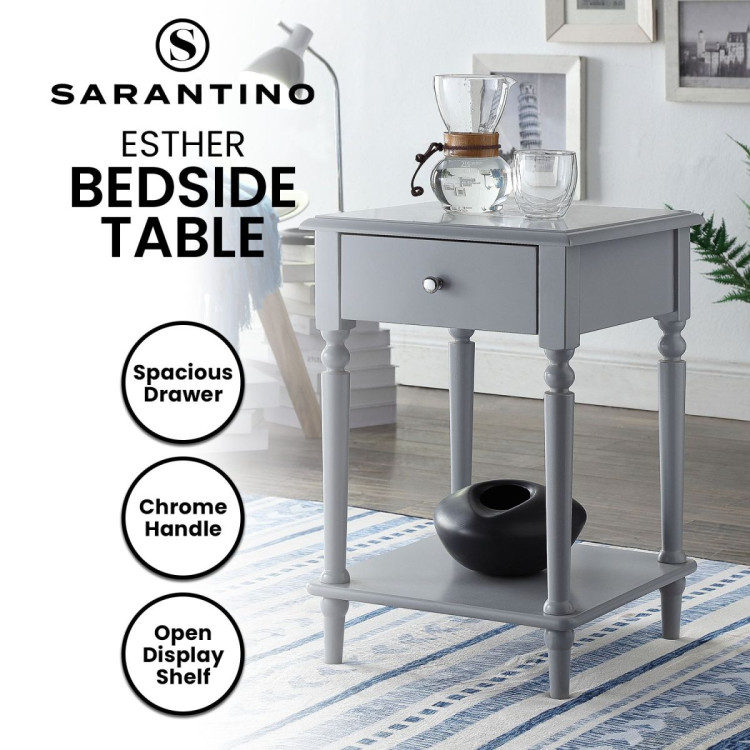 Sarantino Esther Bedside Table with Drawer - Grey image 10