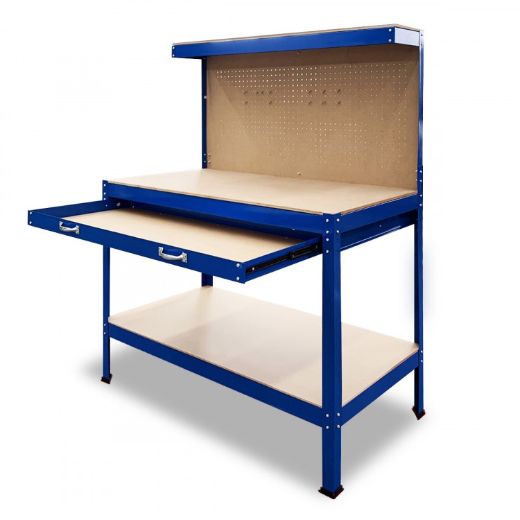 2-Layered Work Bench Garage Storage Table Tool Shop Shelf Blue image 8