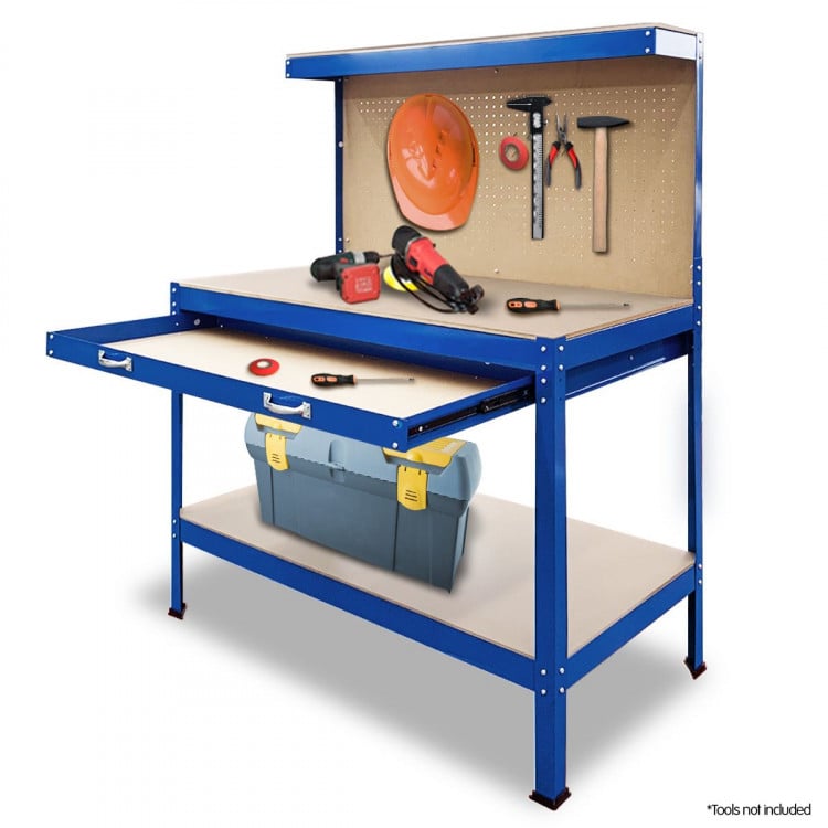 2-Layered Work Bench Garage Storage Table Tool Shop Shelf Blue image 12