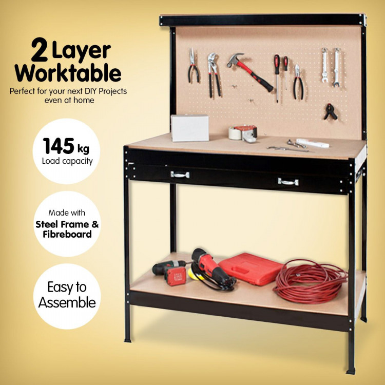 2-Layered Work Bench Garage Storage Table Tool Shop Shelf image 7