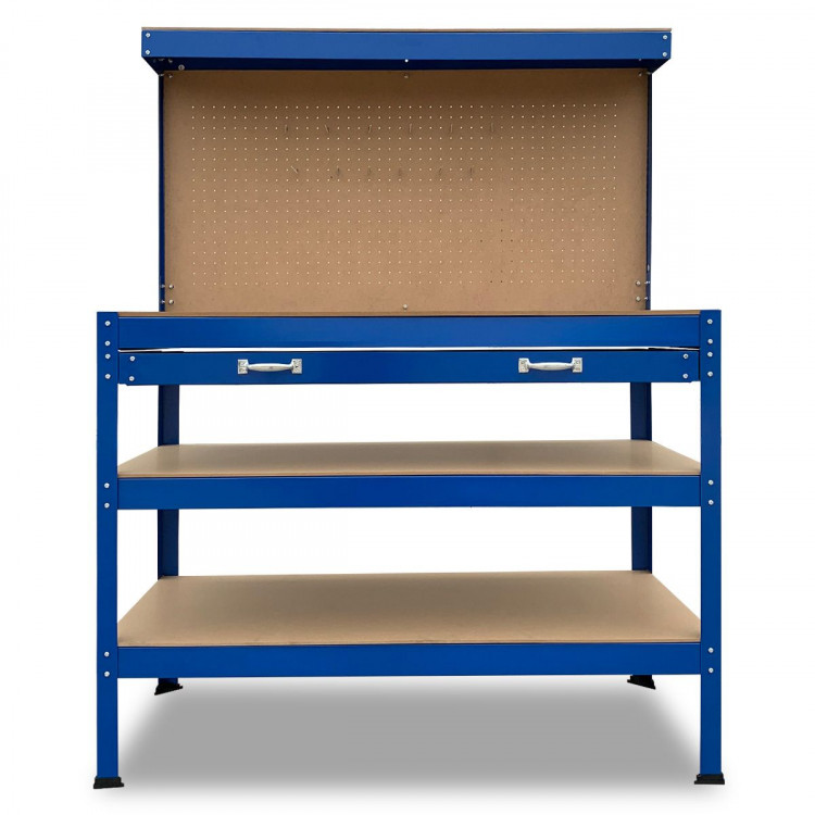 3-Layered Work Bench Garage Storage Table Tool Shop Shelf Blue image 3