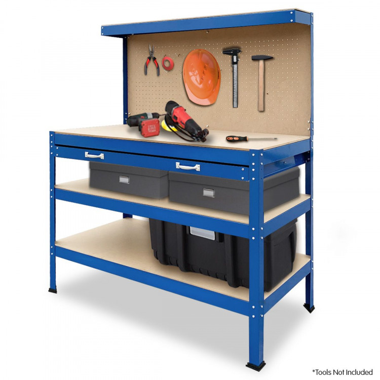 3-Layered Work Bench Garage Storage Table Tool Shop Shelf Blue image 13