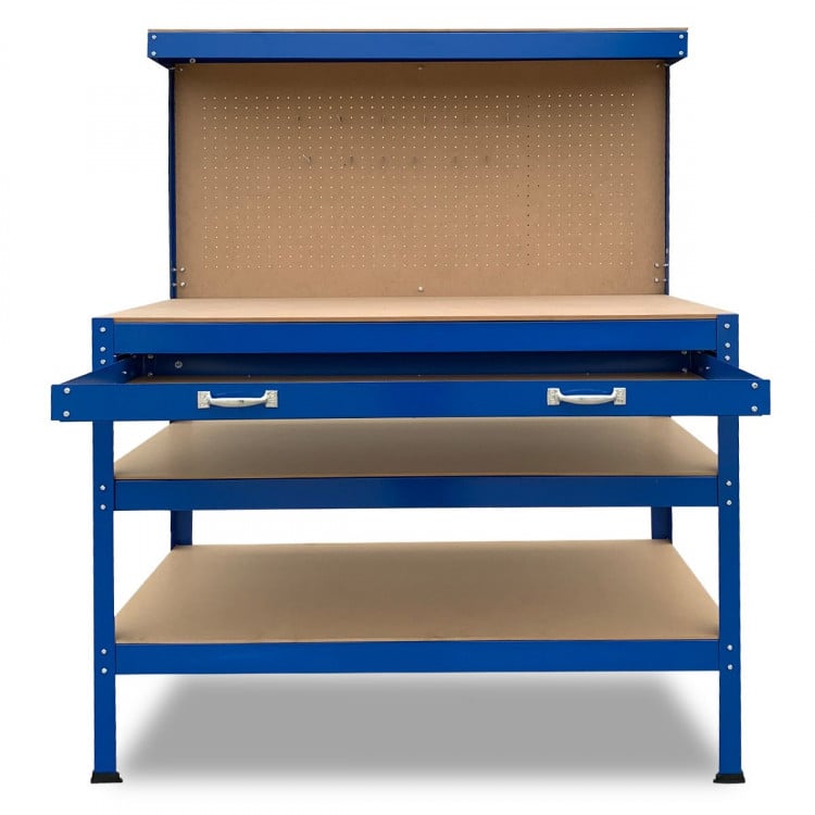3-Layered Work Bench Garage Storage Table Tool Shop Shelf Blue image 4