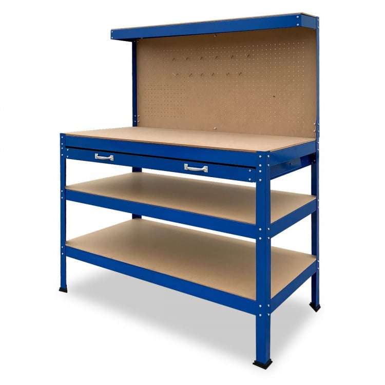 3-Layered Work Bench Garage Storage Table Tool Shop Shelf Blue image 5