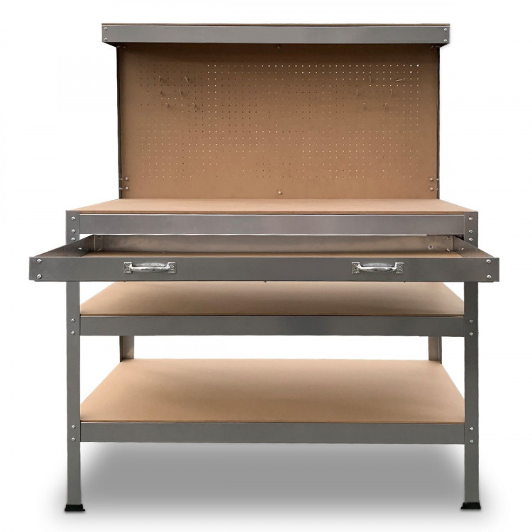 3-Layered Work Bench Garage Storage Table Tool Shop Shelf Silver image 6