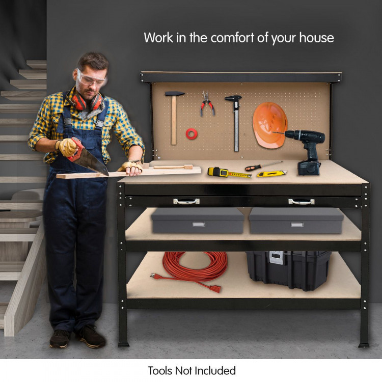 3-Layered Work Bench Garage Storage Table Tool Shop Shelf image 6