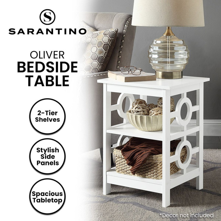 Sarantino Oliver 2-Tier Bedside Table - White image 10