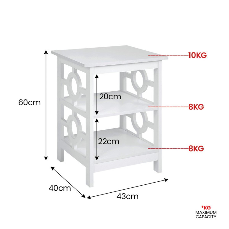 Sarantino Oliver 2-Tier Bedside Table - White image 5
