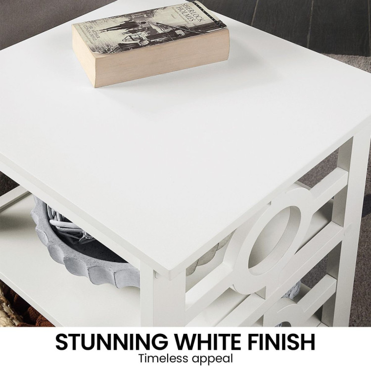 Sarantino Oliver 2-Tier Bedside Table - White image 8