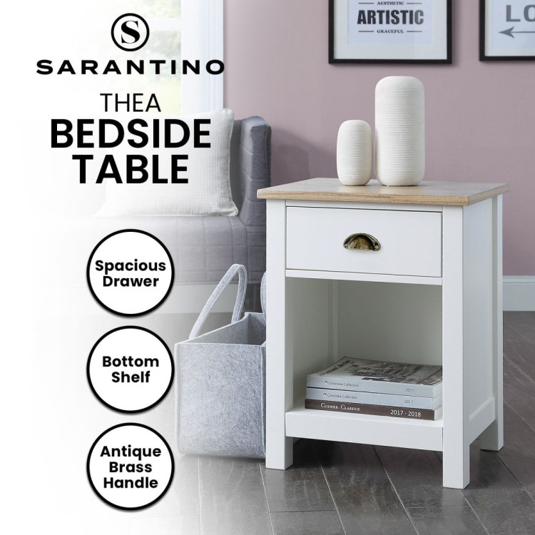 Sarantino Thea Bedside Table - White/Natural image 10