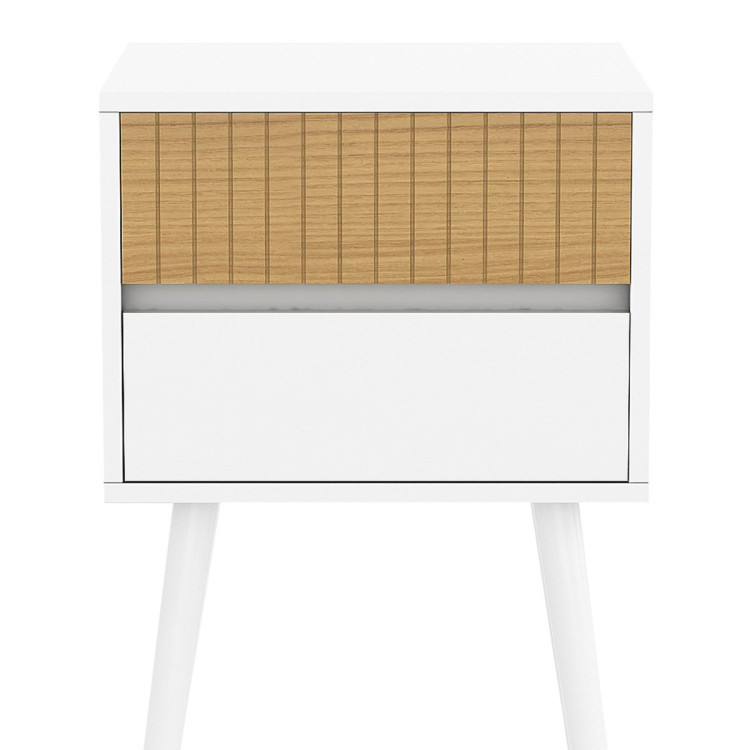 Sarantino Clio Bedside Table Night Stand - White/Natural image 5