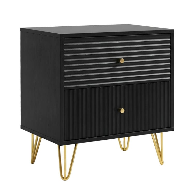 Sarantino Diego Bedside Table Night Stand with 2 Drawers - Black image 8