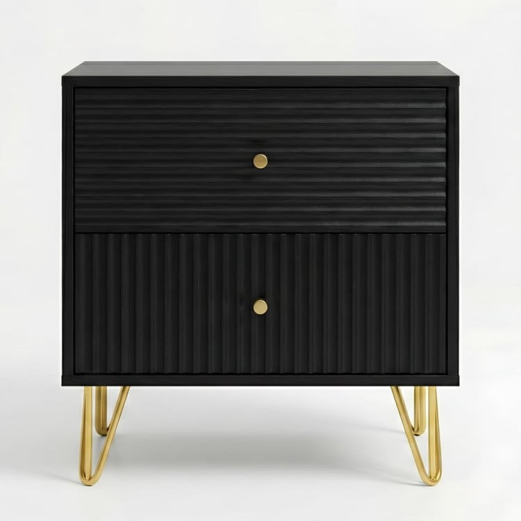 Sarantino Diego Bedside Table Night Stand with 2 Drawers - Black image 3