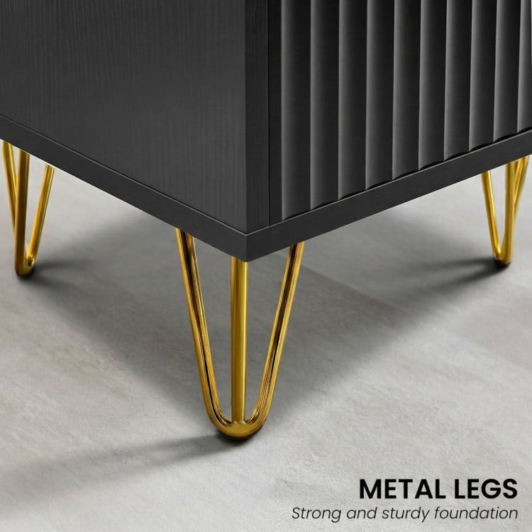 Sarantino Diego Bedside Table Night Stand with 2 Drawers - Black image 7