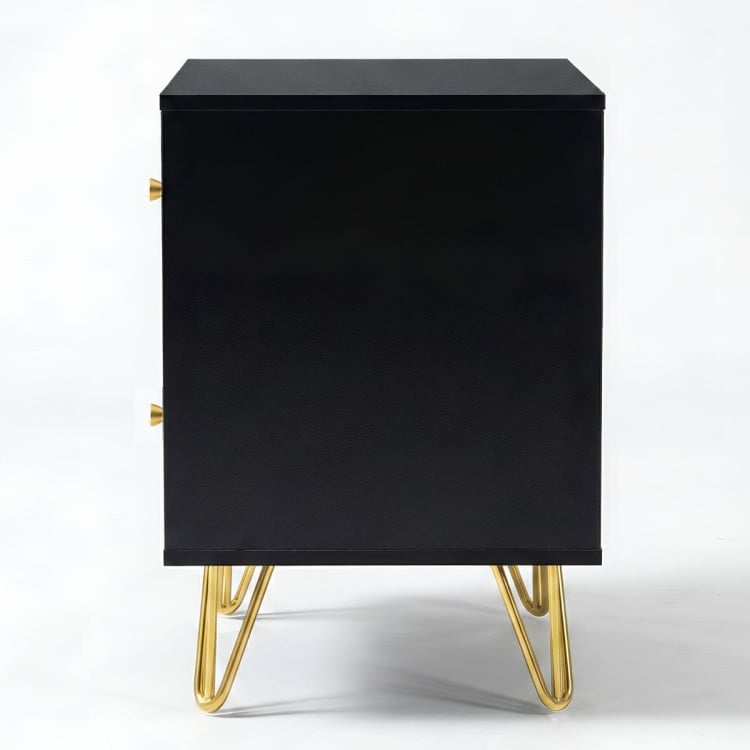Sarantino Diego Bedside Table Night Stand with 2 Drawers - Black image 11