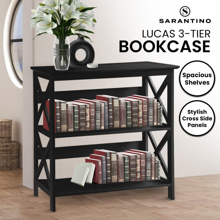 Sarantino Lucas 3-Tier Bookshelf Display Rack in Black image 12