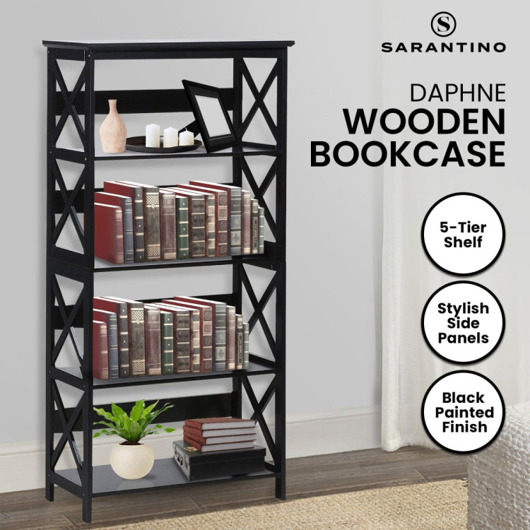 Sarantino Daphne 5-Tier Cross Panel Bookshelf image 12