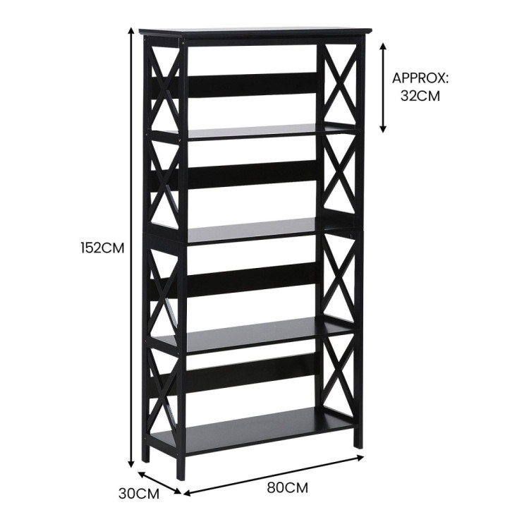 Sarantino Daphne 5-Tier Cross Panel Bookshelf image 3
